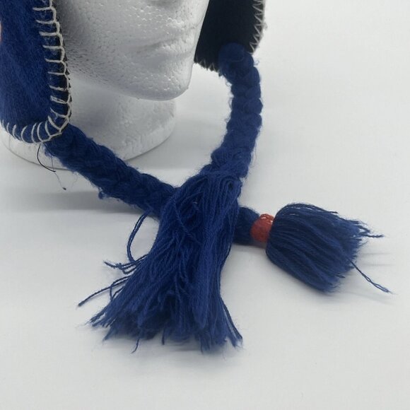 Edmonton Oilers Beanie Trapper Hat Winter Ski Tassels Old Time Hockey Knit Cap - Picture 9 of 10